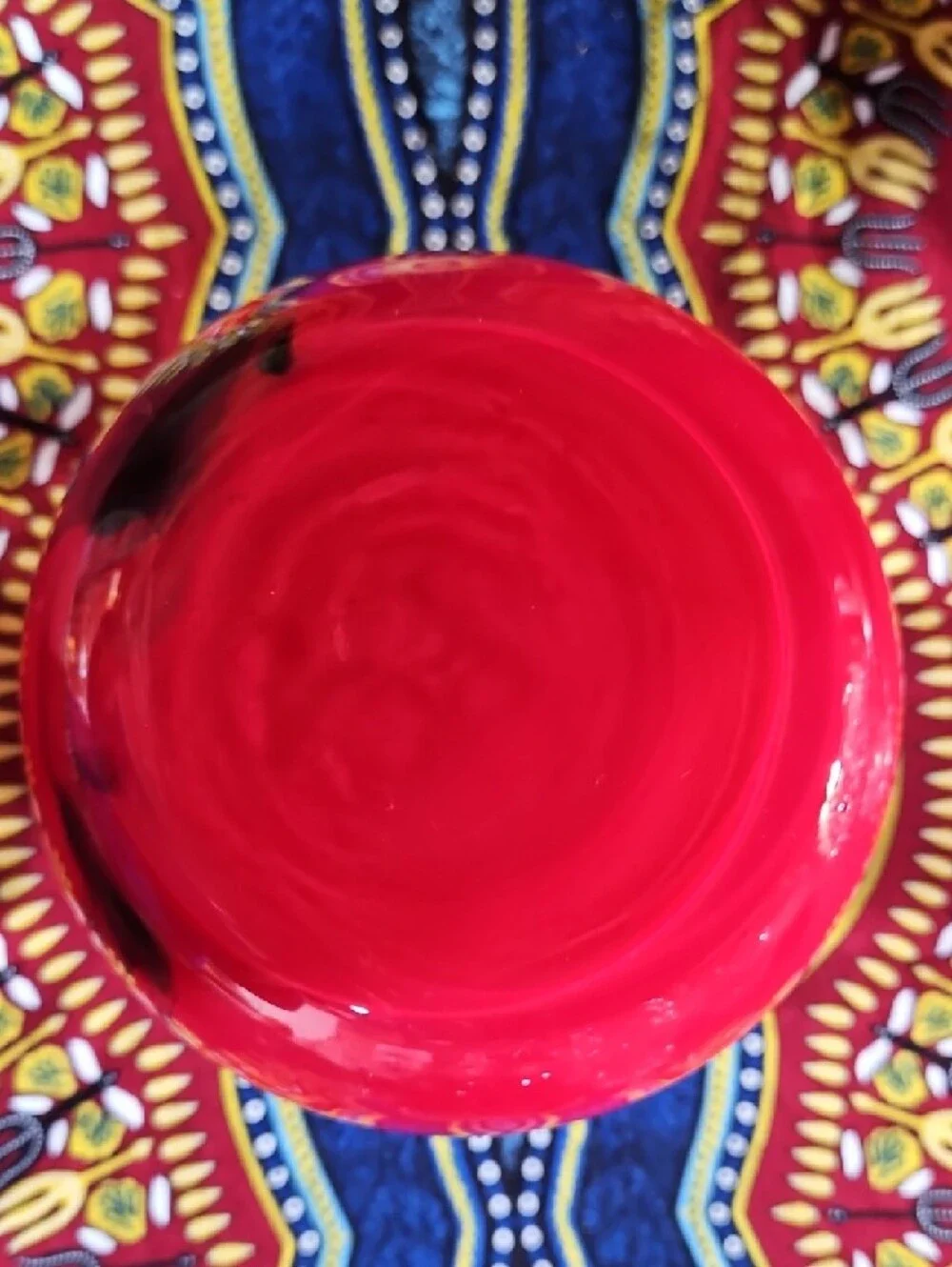 MCM Holmegaard Style Red Cased Art Glass Vase Carnaby Era